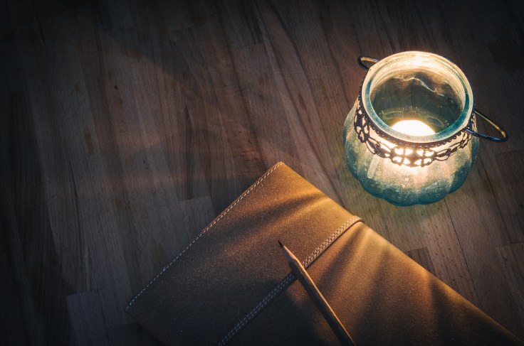 Book and old lantern