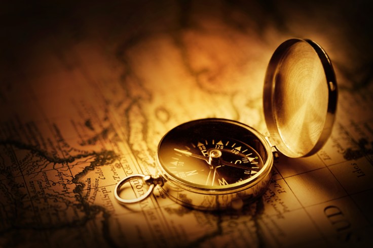 Old map compass